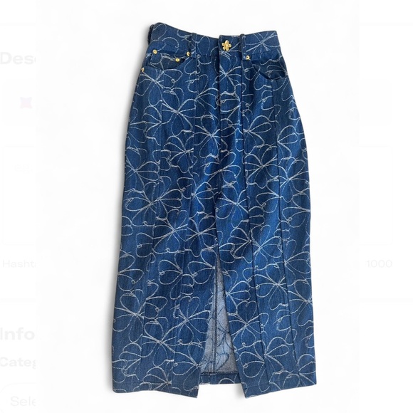 AVEC LES FILLES Embroidered Floral Midi Skirt NWOT- Size XS - Picture 3 of 7